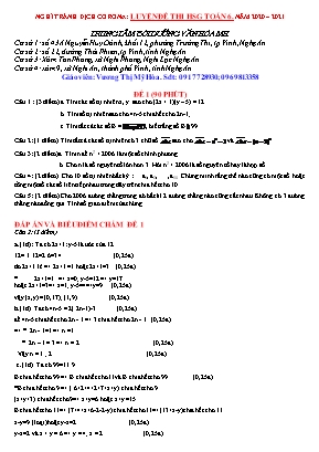 Đề luyện thi học sinh giỏi môn Toán Lớp 6 - Đề 1 - Năm học 2020-2021 - Vương Thị Mỹ Hòa (Có đáp án)
